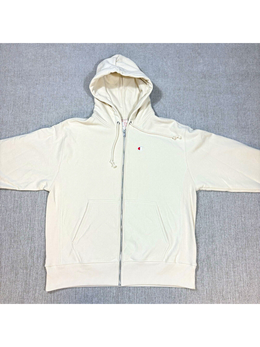 Champion Reverse Weave Mens L Cream Full Zip Hoodie NWT Fleece Sweatshirt Beige